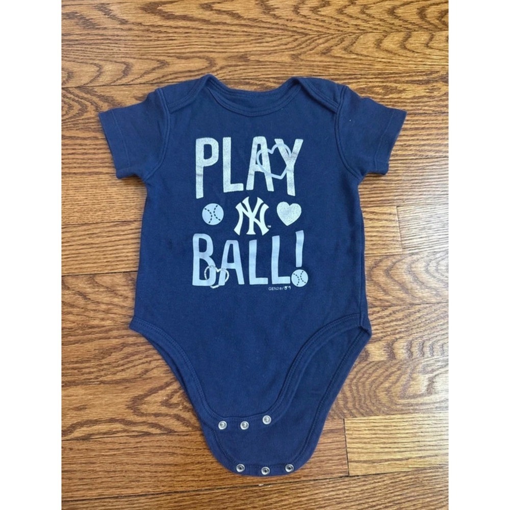 New York Yankees Baby Bodysuit Gen2 Navy Blue Play Ball Romper 18M MLB Kids